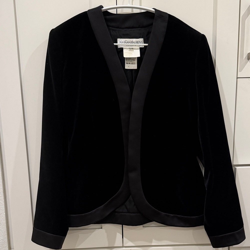 Yves Saint Laurent Women's Velvety Black Satin-Trim Blazer